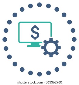 Financial Monitoring Options vector icon. Style is bicolor flat circled symbol, cobalt and cyan colors, rounded angles, white background.