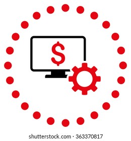 Financial Monitoring Options vector icon. Style is bicolor flat circled symbol, intensive red and black colors, rounded angles, white background.