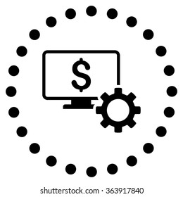 Financial Monitoring Options vector icon. Style is flat circled symbol, black color, rounded angles, white background.