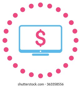 Financial Monitoring vector icon. Style is bicolor flat circled symbol, pink and blue colors, rounded angles, white background.