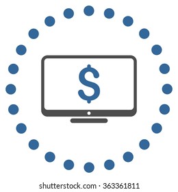 Financial Monitoring vector icon. Style is bicolor flat circled symbol, cobalt and gray colors, rounded angles, white background.