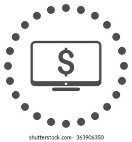 Financial Monitoring vector icon. Style is flat circled symbol, gray color, rounded angles, white background.