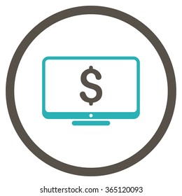 Financial Monitoring vector icon. Style is bicolor flat circled symbol, grey and cyan colors, rounded angles, white background.