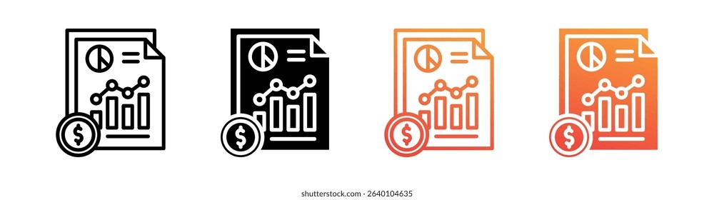 Financial Multi Style Icon Set Vector
