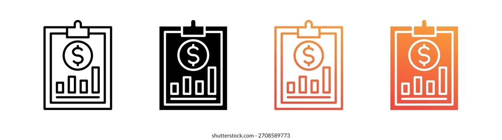 Financial Multiple Style Icon Set Vector