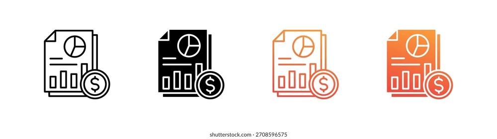 Financial Multiple Style Icon Set Vector