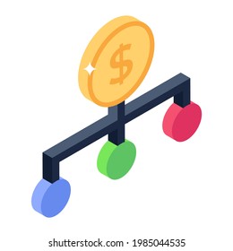 Financial network connected with nodes, money network icon