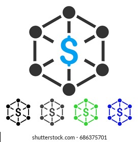 Financial Network flat vector pictograph. Colored financial network gray, black, blue, green icon versions. Flat icon style for web design.