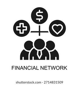 Ilustración vectorial de glifo de icono de red financiera