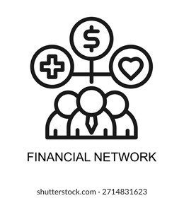 Ilustración vectorial de línea de ícono de red financiera