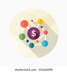 Financial network icon, vector illustration. Flat design style with long shadow,eps10