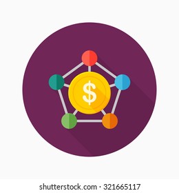 Financial network icon, vector illustration. Flat design style with long shadow,eps10
