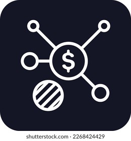 Financial network Icons with black filled outline style