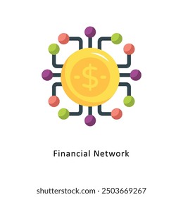 Financial Network Vector Flat Icon Design illustration Symbol on White background EPS 10 File