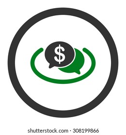 Financial Network vector icon. This flat rounded symbol uses green and gray colors and isolated on a white background.