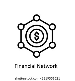 Financial Network   Vector  outline Icon Design illustration. Network and communication Symbol on White background EPS 10 File
