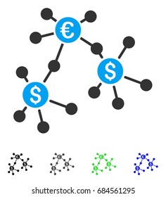 Financial Networks flat vector pictogram. Colored financial networks gray, black, blue, green icon variants. Flat icon style for graphic design.