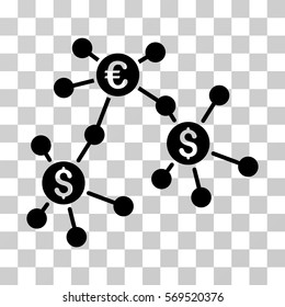Financial Networks icon. Vector illustration style is flat iconic symbol, black color, transparent background. Designed for web and software interfaces.
