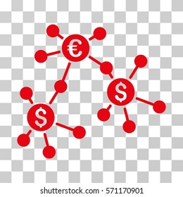 Financial Networks icon. Vector illustration style is flat iconic symbol, red color, transparent background. Designed for web and software interfaces.