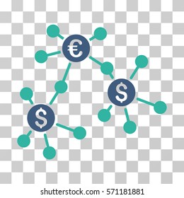 Financial Networks icon. Vector illustration style is flat iconic bicolor symbol, cobalt and cyan colors, transparent background. Designed for web and software interfaces.