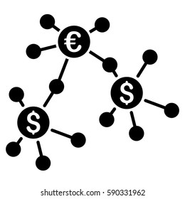 Financial Networks vector icon. Flat black symbol. Pictogram is isolated on a white background. Designed for web and software interfaces.