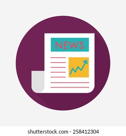 financial news flat icon with long shadow,eps10