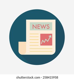 financial news flat icon with long shadow,eps10