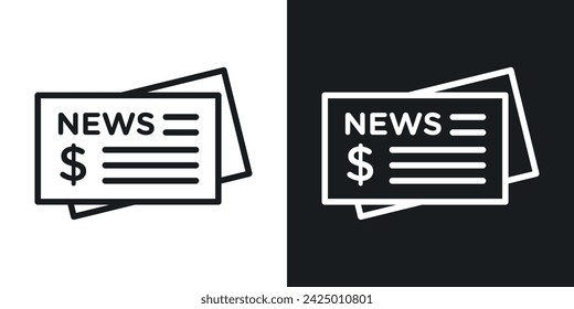 Financial News Icon Designed in a Line Style on White background.