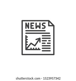 Financial news publication line icon. linear style sign for mobile concept and web design. News headline with business graph outline vector icon. Symbol, logo illustration. Vector graphics