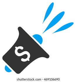 Financial News Rupor icon. Vector style is bicolor flat iconic symbol with rounded angles, blue and gray colors, white background.