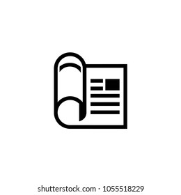 Financial Newspaper. Flat Vector Icon. Simple black symbol on white background