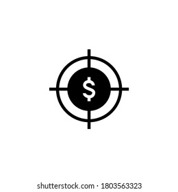 Financial Objective Icon in black flat glyph, filled style isolated on white background