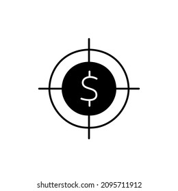 Financial Objective Icon in black flat glyph, filled style isolated on white background