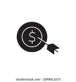 Financial Objective Icon in black flat glyph, filled style isolated on white background