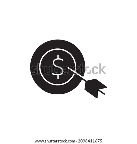 Financial Objective Icon in black flat glyph, filled style isolated on white background