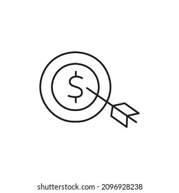 Icono de objetivo financiero en icono de estilo de línea negra, estilo aislado en fondo blanco