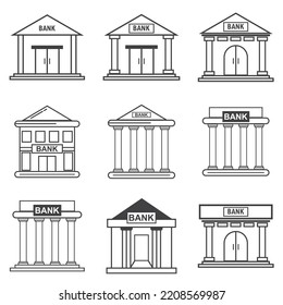 financial office bank building design set vector illustration