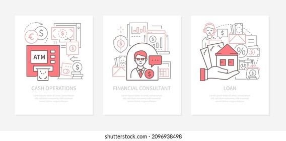Finanzoperationen - Banner-Set mit moderner Linienführung