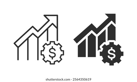 Financial optimization icons. Vector illustration. Economic growth strategies symbol.