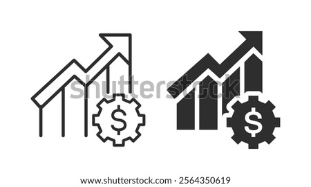 Financial optimization icons. Vector illustration. Economic growth strategies symbol.