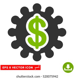 Financial Options Gear EPS vector pictogram. Illustration style is flat iconic bicolor eco green and gray symbol on white background.
