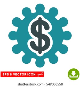 Financial Options Gear EPS vector pictogram. Illustration style is flat iconic bicolor soft blue symbol on white background.