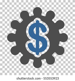Financial Options Gear icon. Vector pictograph style is a flat bicolor symbol, cobalt and gray colors, chess transparent background. Designed for software and web interface toolbars and menus.