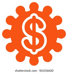 Financial Options Gear vector pictograph. Style is flat graphic symbol, orange color, white background.