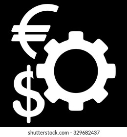 Financial Options vector icon. Style is flat symbol, white color, rounded angles, black background.