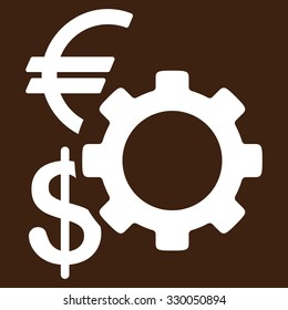Financial Options vector icon. Style is flat symbol, white color, rounded angles, brown background.