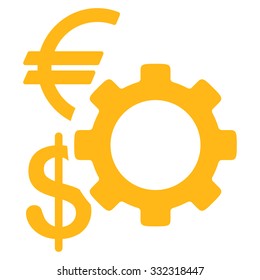 Financial Options vector icon. Style is flat symbol, yellow color, rounded angles, white background.