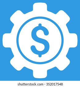 Financial Options vector icon. Style is flat symbol, white color, rounded angles, blue background.
