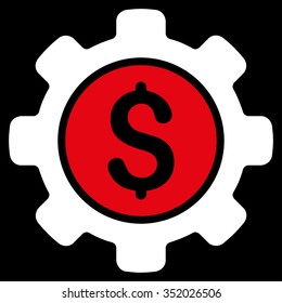 Financial Options vector icon. Style is bicolor flat symbol, red and white colors, rounded angles, black background.