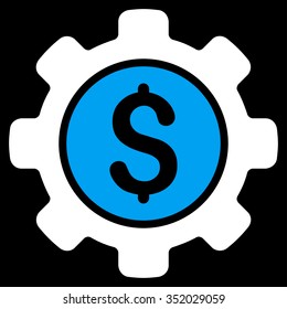 Financial Options vector icon. Style is bicolor flat symbol, blue and white colors, rounded angles, black background.